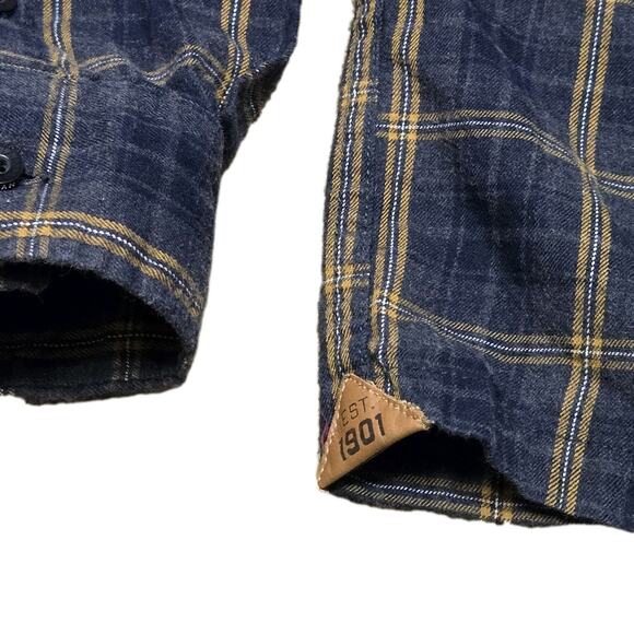 Indian Motorcycle Button Up Fleece Plaid Shirt Mens XL Embroidered Twin Pocket - Picture 5 of 10